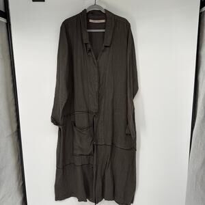 Cynthia Ashby Linen Deconstructed Jacket Women's Sz L Brown Rugged Lagenlook